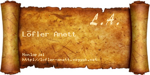 Löfler Anett névjegykártya